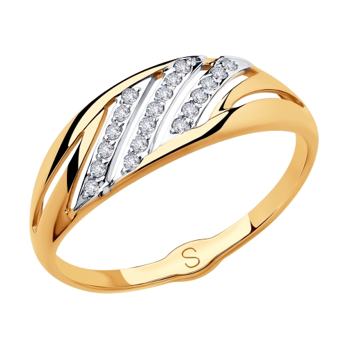 Кольцо с фианитом золотое 585