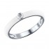Белое кольцо из серебра с эмалью и фианитом